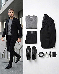 Beystil Erkek Gri Slim Fit Yarım Balıkçı Yaka Kazak 211467 - Beystil