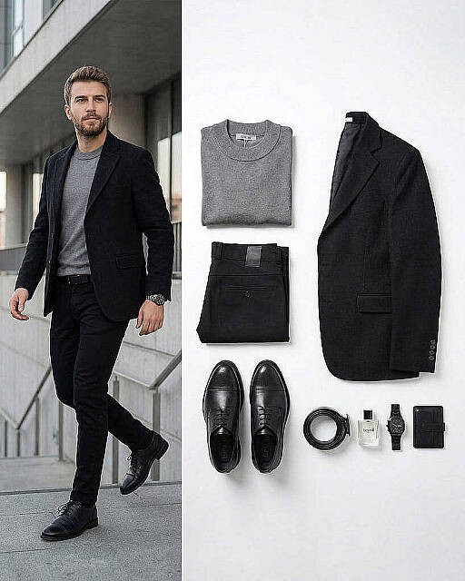 Beystil Erkek Gri Slim Fit Yarım Balıkçı Yaka Kazak 211467 - Beystil
