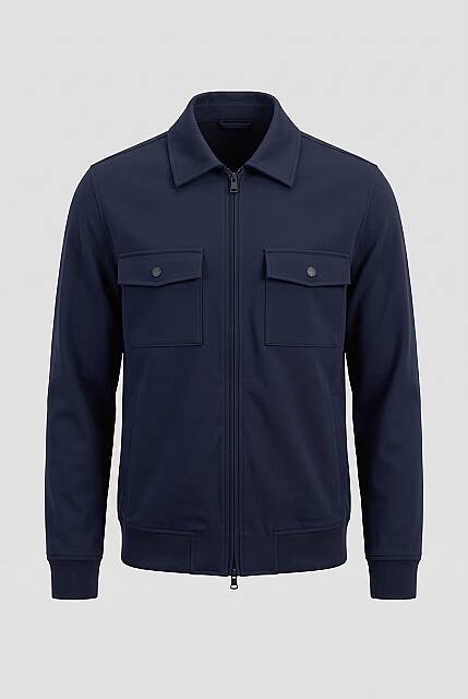 Beystil Erkek Lacivert Slim Fit Gömlek Yaka Fermuarlı Hırka 2442 - Beystil