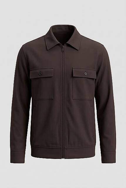 Beystil Erkek Kahverengi Slim Fit Gömlek Yaka Fermuarlı Hırka 2453 - Beystil
