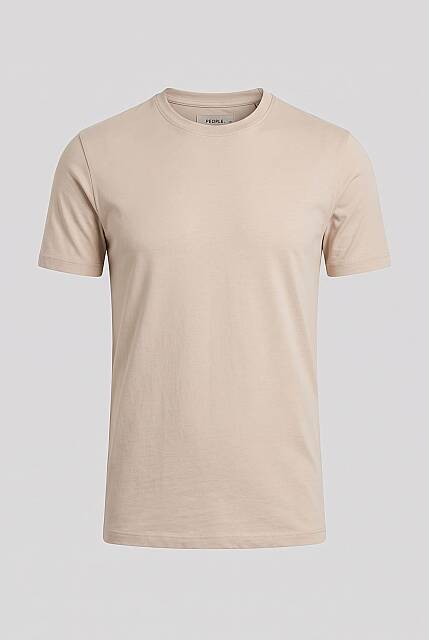 Beystil Erkek Bej Slim Fit Bisiklet Yaka T-Şhirt 253455 - Beystil
