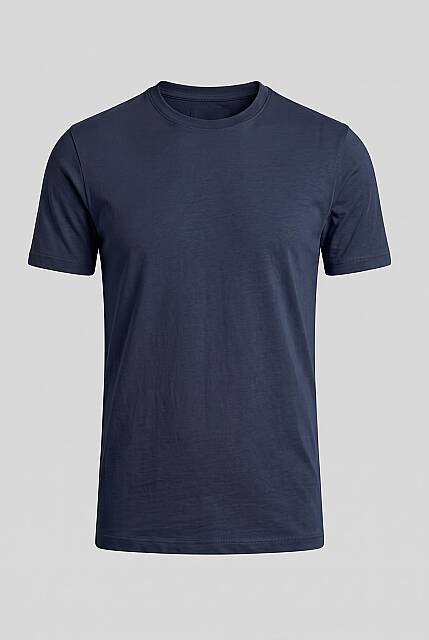 Beystil Erkek Lacivert Slim Fit Bisiklet Yaka T-Şhirt 253455 - Beystil