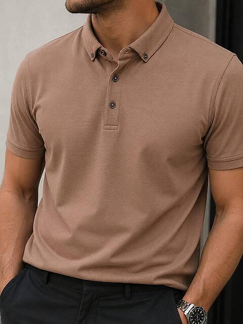 Beystil Erkek Camel Polo Yaka Düğmeli T-Şhirt 263461 - Beystil