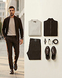 Beystil Erkek Açık Gri Slim Fit Yarım Balıkçı Yaka Kazak 7005 - Beystil