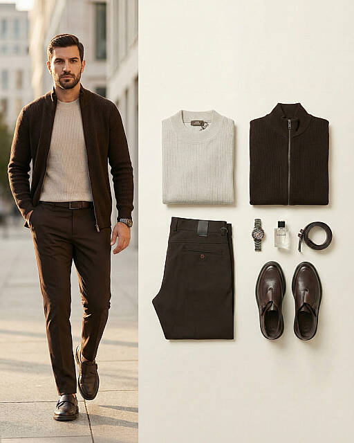 Beystil Erkek Açık Gri Slim Fit Yarım Balıkçı Yaka Kazak 7005 - Beystil