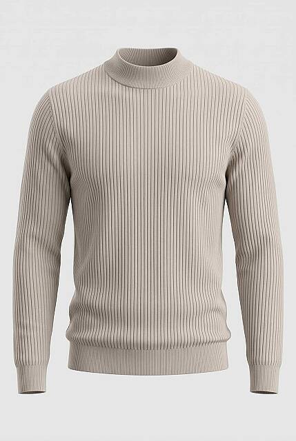 Beystil Erkek Açık Gri Slim Fit Yarım Balıkçı Yaka Kazak 7005 - Beystil