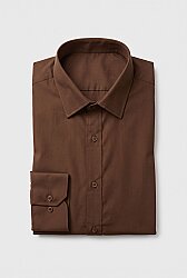 Beystil Slim Fit Kahve Saten Gömlek 
