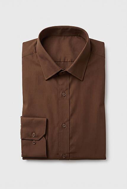 Beystil Slim Fit Kahve Saten Gömlek - Beystil