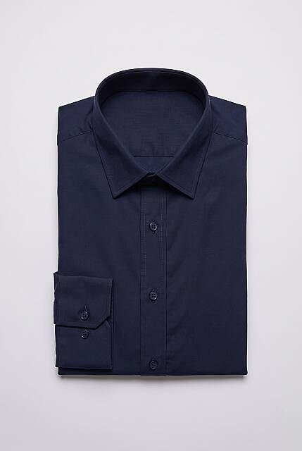 Beystil Slim Fit Lacivert Saten Gömlek  - Beystil