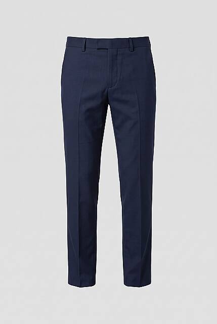 Beystil Erkek Lacivert Slim Fit Düz Keten Pantolon - Beystil