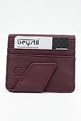 Beystil Hakiki Deri Bordo Kartlık 
