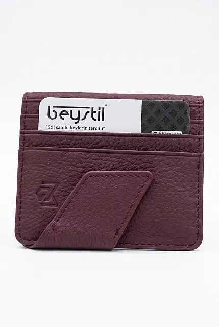 Beystil Hakiki Deri Bordo Kartlık - Beystil