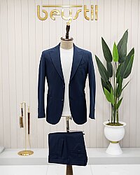 Beystil Sivri Yaka Lacivert Spor Casual Takım Elbise - Slim Fit 