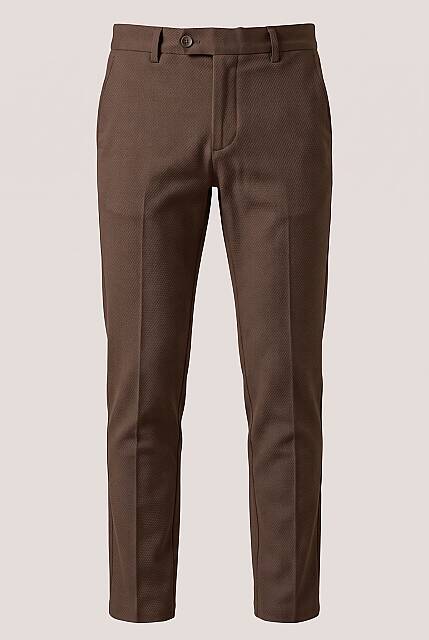 Beystil Erkek Kahverengi Slim Fit Keten Pantolon - Beystil